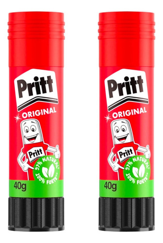 Kit 2 Colas Bastão Pritt Original Lavável 40g Escolar