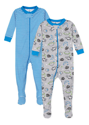 Set X2 Pijamas Para Bebé Niño De 1 Pieza En Algodón Con