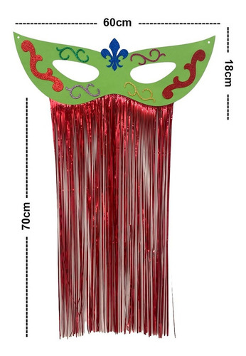 1 Máscara Decoração Carnaval Imperial Com Cortina Metalizada