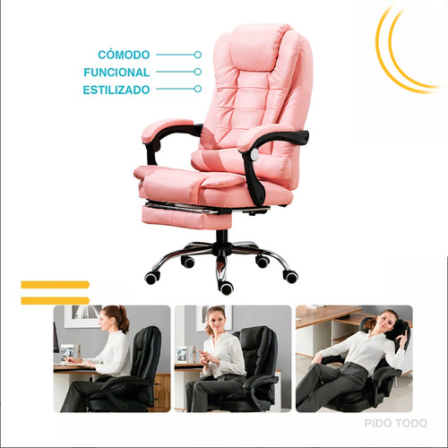Silla De Oficina Ergonómica Giratoria 360° Con Reposapiés