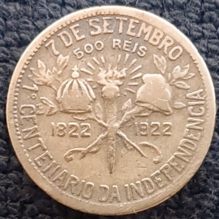 Moeda 500 Réis 1922 - Centenário Da Independência 