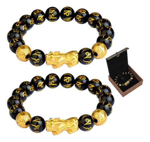 2 Pulsera Obsidiana Pulsera Lucky Fortune