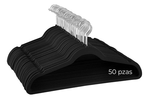 Set De 50 Ganchos Metalicos Cubiertos Con Terciopelo Negro (