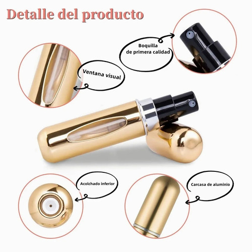 Imagen 6 de 9 de Mini Perfumero Portátil Recargable 5ml Atomizador Colores