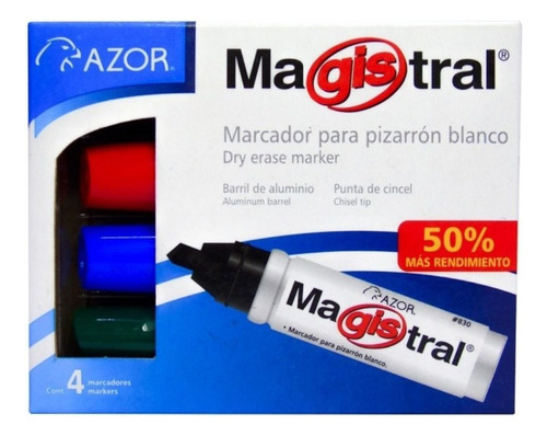 Marcador De Aluminio Magistral Punta Cincel 6 Mm Con 4 Pzas