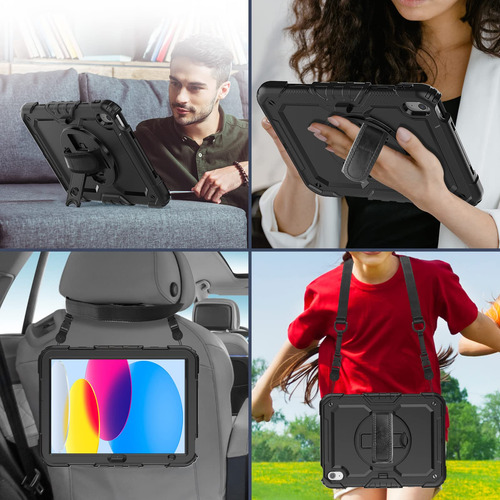 Funda Negra Complet Para iPad A16 11/10 Gen + Protector