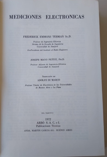 Libro De Mediciones Electrónicas De Terman Y Petit , Sin Uso (Usado)