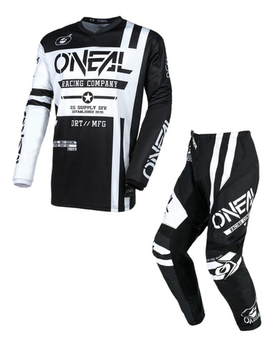 Traje Oneal Element Warhawk Motocross Enduro Negro/blanco