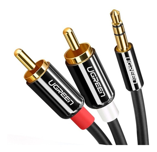 Imagen 1 de 9 de Cable Auxiliar De Audio 3.5mm A Rca Ugreen 1.5m Chapado Oro