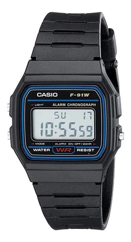 Imagen 1 de 2 de Reloj Casio Resina Unisex Digital F-91w-1dg 100% Original