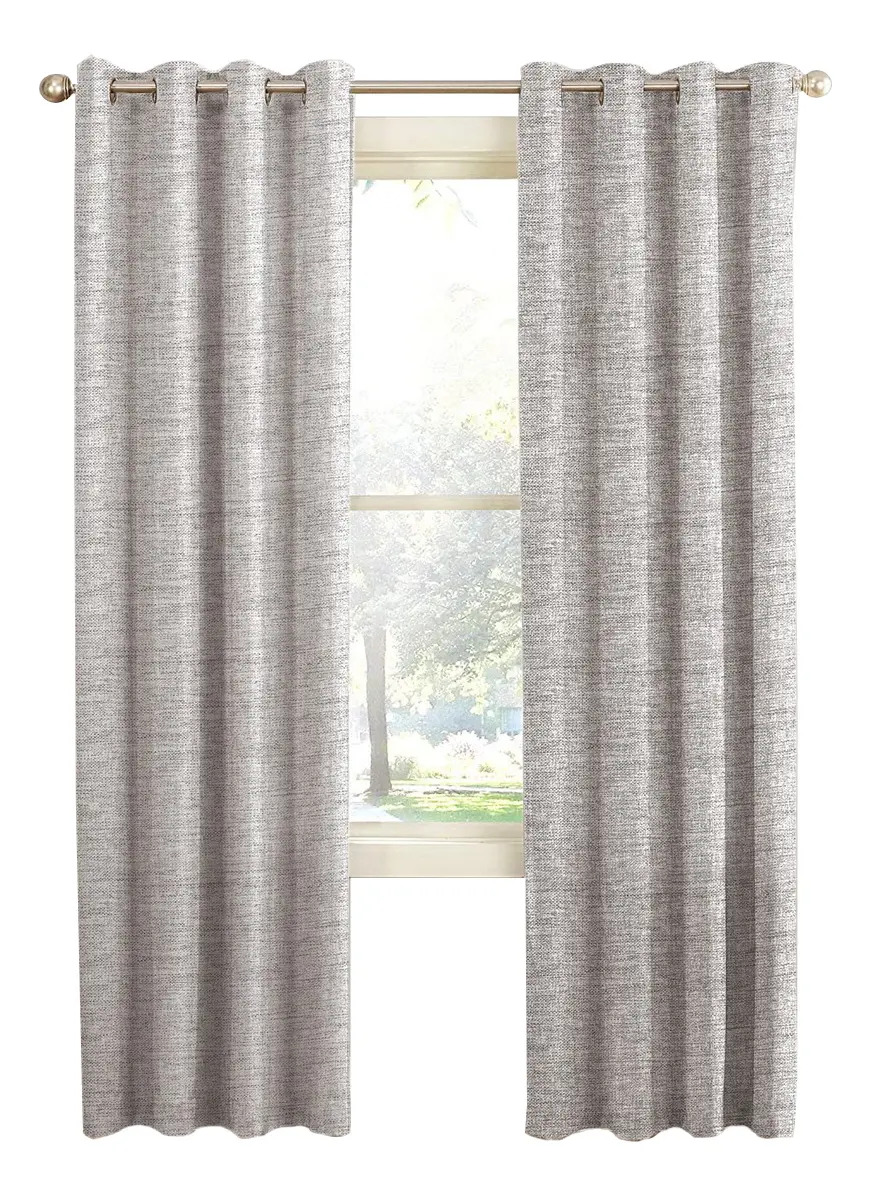Cortina Blackout 100% Anti Luz 1 Paño 140 X 220 Textura Lino Color Gris Casatua