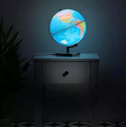 Globo Terráqueo Soporte Metálico 20cm Luz Led