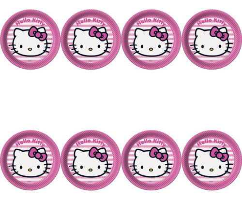 8 Unidades - Prato Festa Hello Kitty