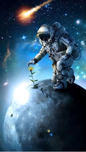 Poster Luna,astronauta,skate Auto Adhesivo 40x70cm #216