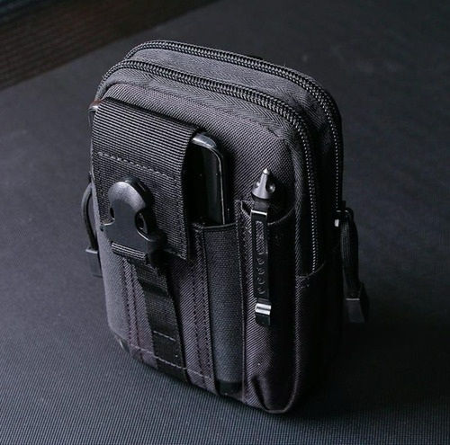 Bolso Porta Celular Táctico Militar Negro Modelo 8031