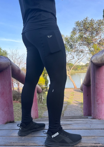 Imagem 3 de 7 de Calça Legging Masc Compressão Corrida Pro Racing C/ Bolsos