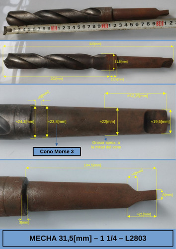 4 Mechas Cónicas Para Torno Marca Cleveland Cono Morse 3 Y 4 (Usado)