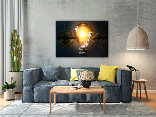 Imagem 3 de 5 de Quadro Decorativo Ideia De Sucesso Bitcoin Dolar Traider