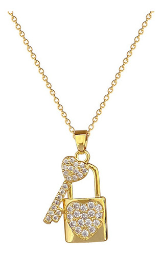 Cadena Collar Del Amor Llave Candado Acero Inoxidable Dorado Dorado
