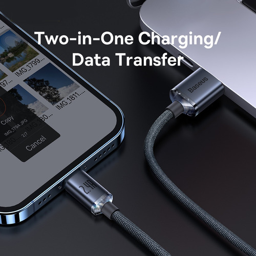 Cable Usb A A Lightning Baseus 2 Mts Carga Rapida 2.4 A