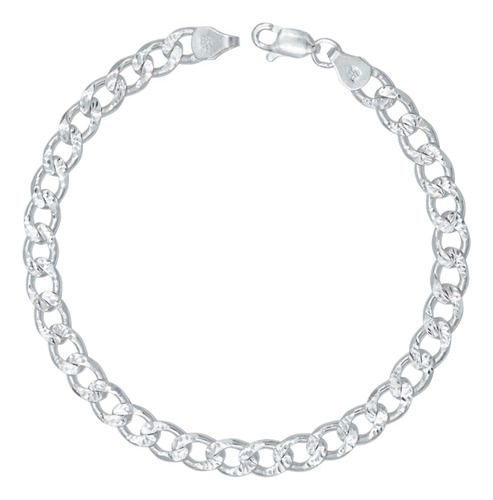 Esclava Pulsera Hombre Cubana Diamantada Plata Italy 925 6mm Color Plateado Diámetro 6 Cm Largo 21 Cm