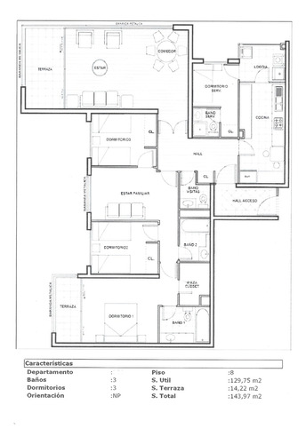 Depto 3 D. + 3 Baños, + Dormitorio Y Servicios, 2 Estacionam