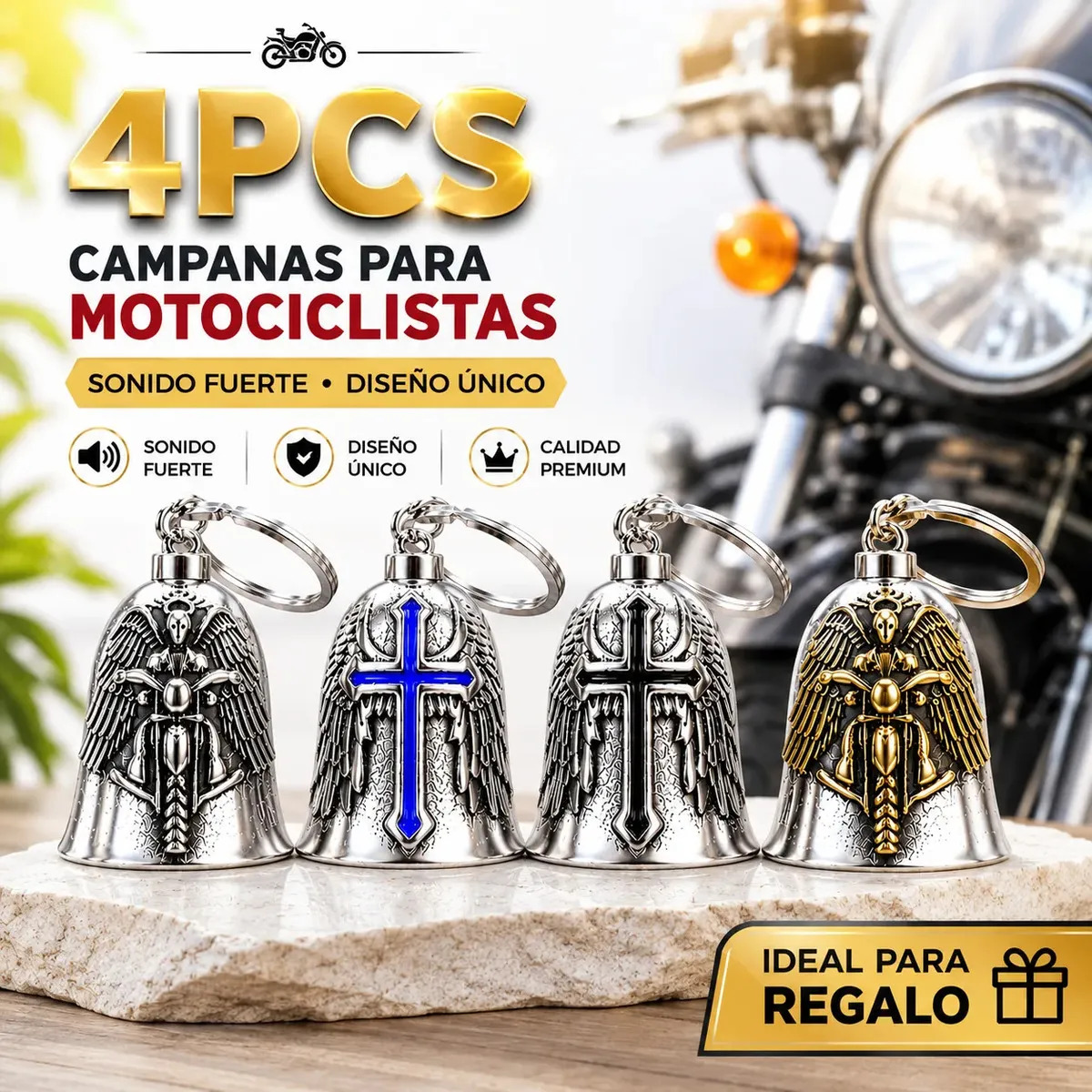 4pcs Campana Amuleto Motos Guardian Bell Proteccion Regalo