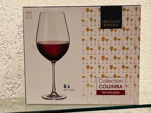 Copón Copa Vino Cristal Bohemia 850ml Set X6 Columba