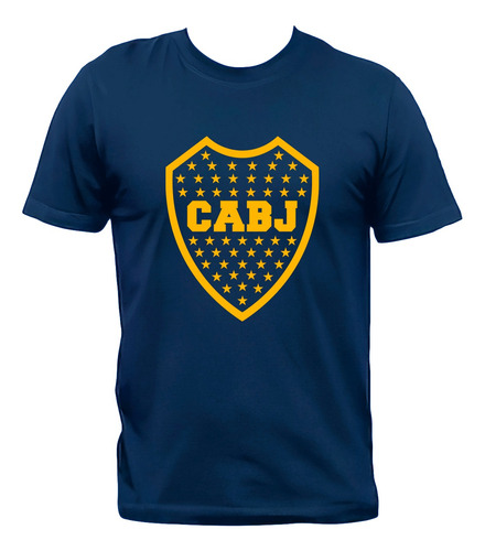 Remera Azul Boca Juniors Escudo 100% Algodón