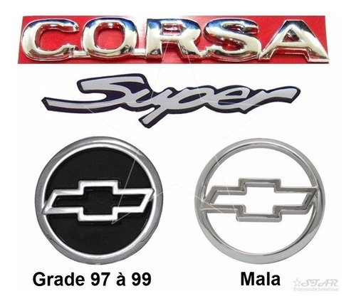 Kit Emblemas Corsa Hatch Super - 1997 À 1999