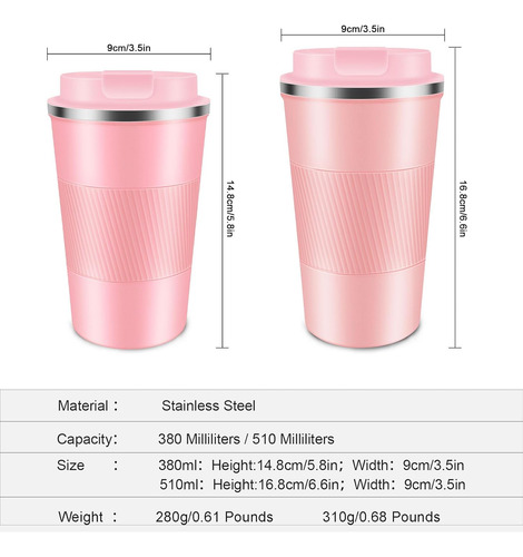 Taza De Café Aislada De 12 Oz Con Tapa, A Prueba De Píldoras