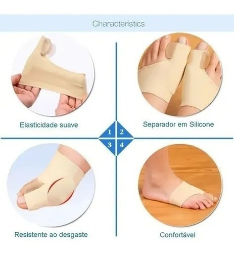 Imagem 2 de 10 de Par De Meias Para Joanete Com Separador De Dedos
