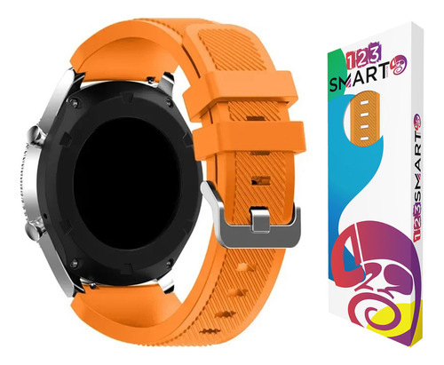 Pulseira De Silicone Fivela Prata Marca 123smart 22mm Compativel Com Samsung Galaxy Watch 46mm R800 Gear S3 Classic Frontier Galaxy Watch 3 45mm Gear 2 Hitwear Psw02pm Gt 2 Gt 3 Gt 4 46mm - Laranja