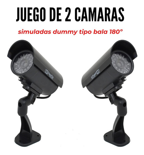 Imagen 2 de 7 de Par Camaras De Seguridad Simuladas Dummy Tipo Bala Led Rojo
