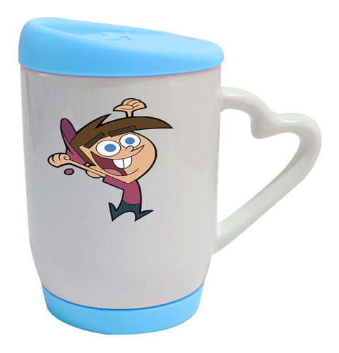 Mug Base Tapa Silicona Dibujos Animados   R69