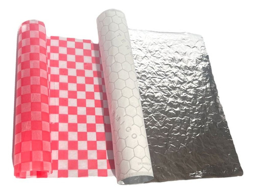 Combo Papel Aluminio Hamburguesas + Parafinado Rojo X 100un