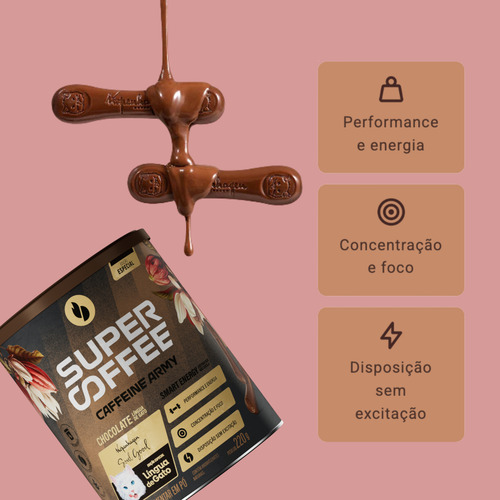 Supercoffee 3.0 Chocolate Língua De Gato Caffeine Army 220g