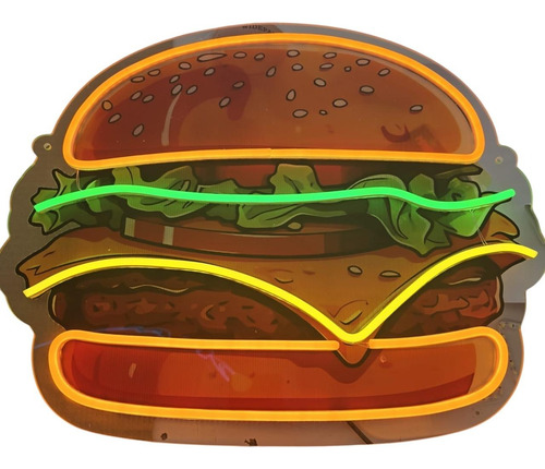 Letrero Luminoso Hamburguesa Imagen Uv Y Neon Led 42x50