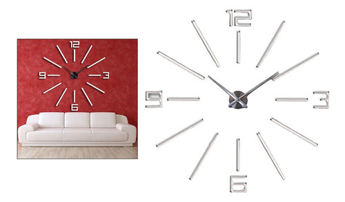 Gran Reloj De Pared Diy Moderno Reloj De Pared 3d Con Plata
