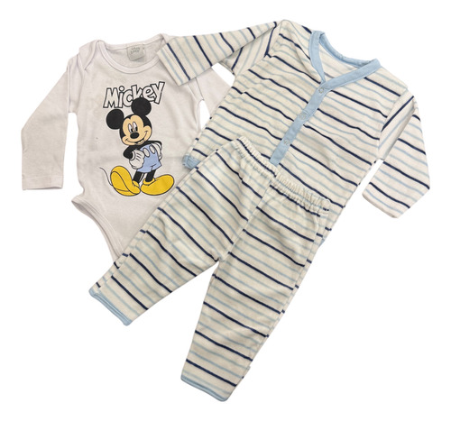 Ajuar Disney Bebé Set 3 Pzas Plush.mickey O Minnie Original Azul Mickey 12/18