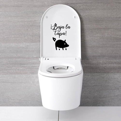 Vinil Decorativo Taza De Baño Baja La Tapa Puerquito