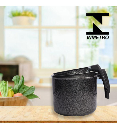 Conjunto 3 Peças Caneca Leiteira Fervedor Craqueado Alumínio