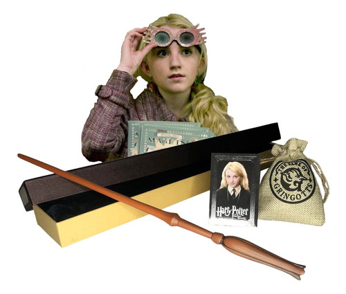 Varita De Luna Lovegood Flor Con Estuche + Saco Harry Potter