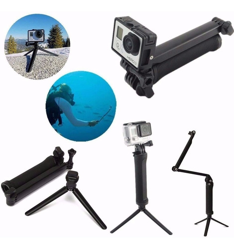 Kit Gopro 5 6 7 Black Caixa Estanque Bastão 3way Boia Maleta