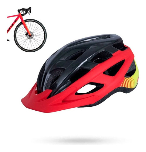 Capacete Bike Asw Fun Vermelho Com Iluminação Segurança Cor Vermelho/preto Tamanho G/gg