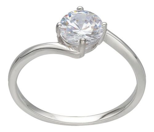Imagen 1 de 8 de Anillo De Compromiso De Plata 925 Rodinada Solitario 10381