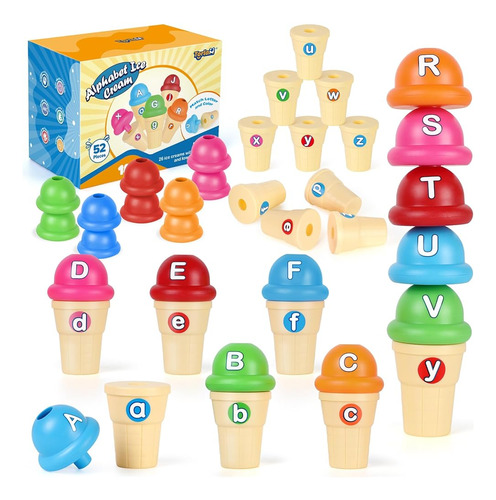 Torlam Alphabet Learning Ice Cream Toy Play Set, Toddler Lea