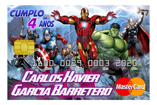 50 Invitaciones De Avengers Ironman Hulk Spiderman Capitan