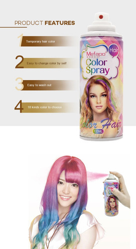 Spray De Colores Para El Cabello Lavable