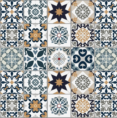Vinilo Azulejo Mosaico Adhesivo 15x15 Cocina X 12u Laminado Color 17. Oporto
